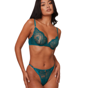 Green Two-tone Blossom Balcony Bra