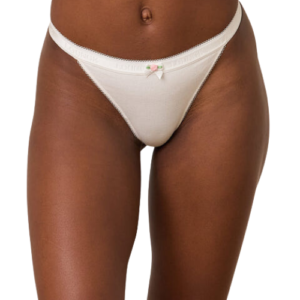 White Rosebud Ribbed Thong