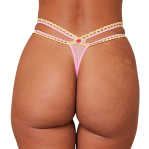 Pink Daisy Embroidered Thong