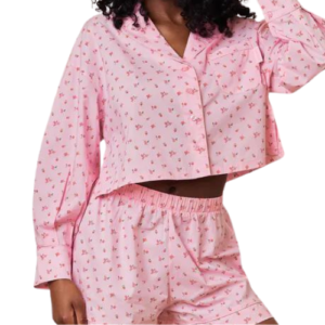 Pink Print Breakfast Club Pyjama Shirt