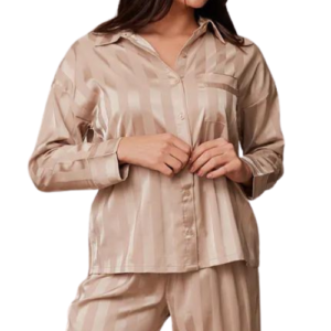 Mink Striped Satin Pyjama Shirt